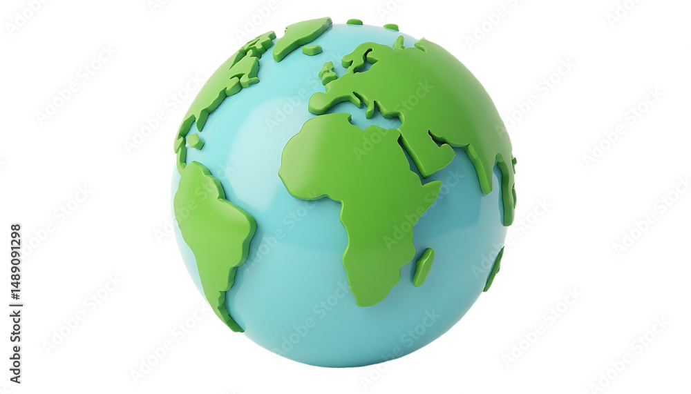 Fototapeta premium Earth Globe Model Isolated on White Background World Map
