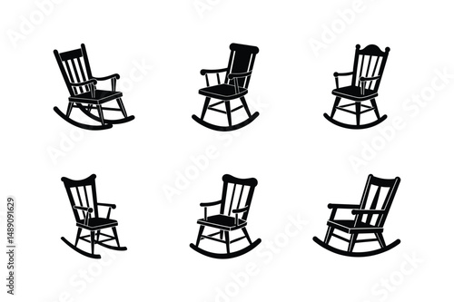 kids rocking chair silhouette vector illustration