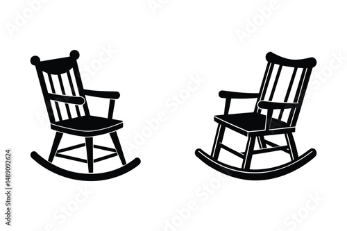 kids rocking chair icon vector silhouette illustration