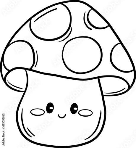 Round Polka Dot Mushroom with Chubby Stem
