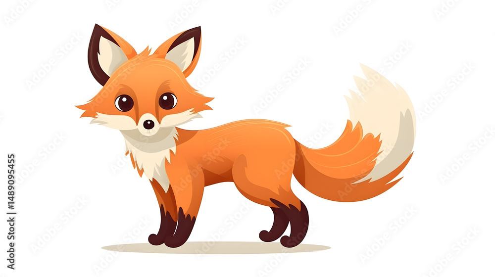 Fototapeta premium Professional Cute Fox Cartoon Icon Flat Vector Illustration for Various Uses