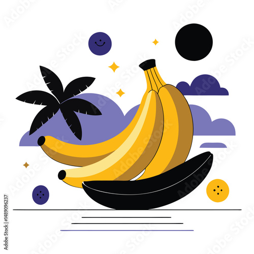 Creative Conceptual Banana Illustration Depicting Reverie and Serenity