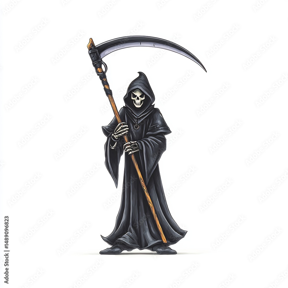 Fototapeta premium Gothic grim reaper holding large scythe 