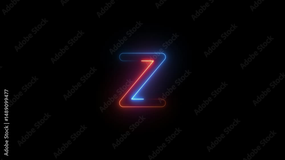 Z symbol icon animation neon glow on black background Z symbol icon animation neon glow on black background