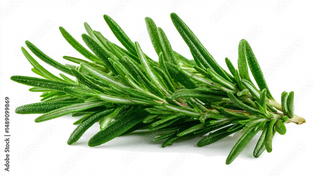 Fototapeta premium Fresh Rosemary Herb Isolated on White Background - Culinary Herb Photography