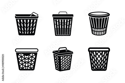 laundry hamper icon silhouette vector illustration