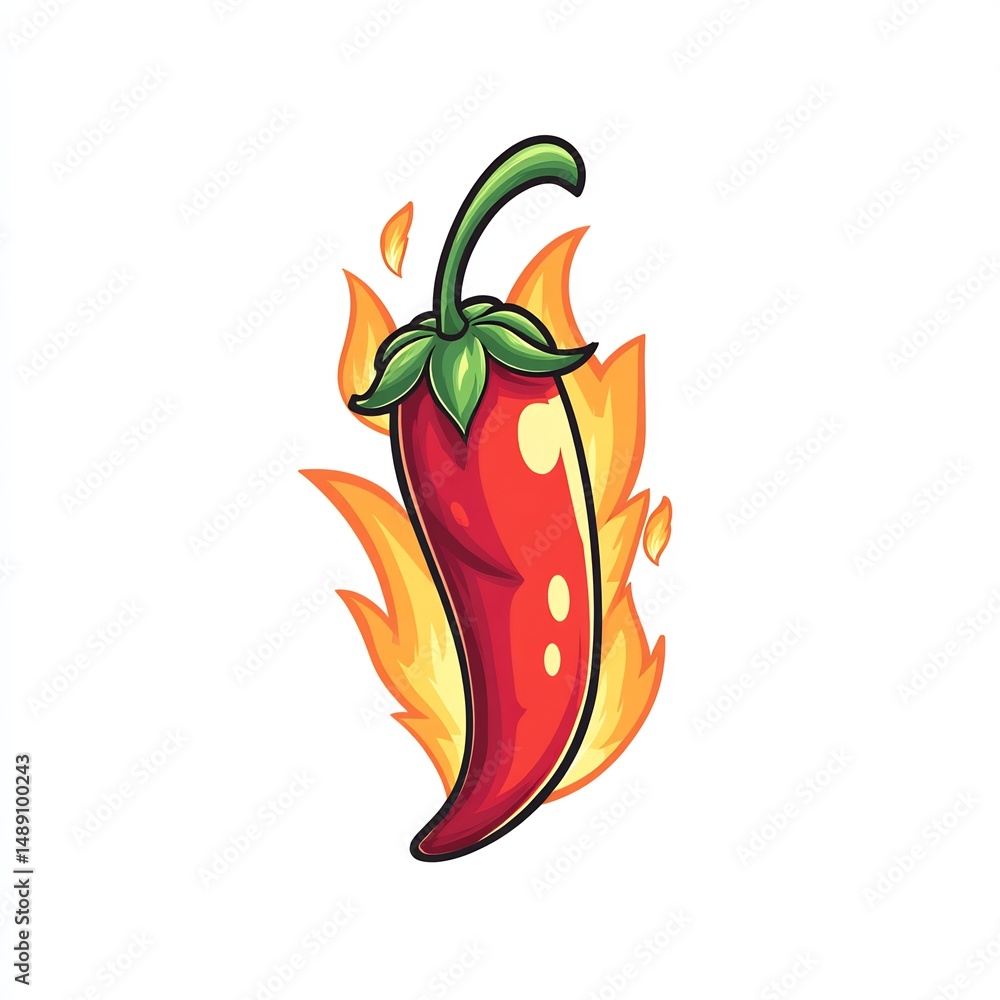 Naklejka premium hot chili pepper with fire