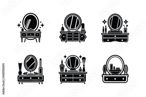 makeup vanity icon silhouette vector illustration