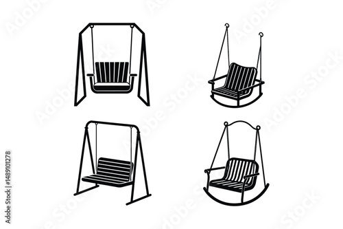 outdoor swing chair icon vector silhouette illustration