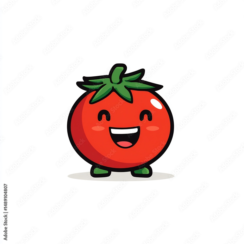 Fototapeta premium Cute tomato with big smile cartoon 