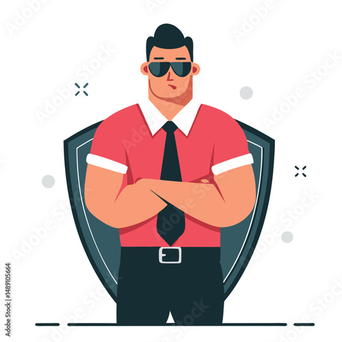 Illustrative Concept of a Discreet and Vigilant Bodyguard Escort