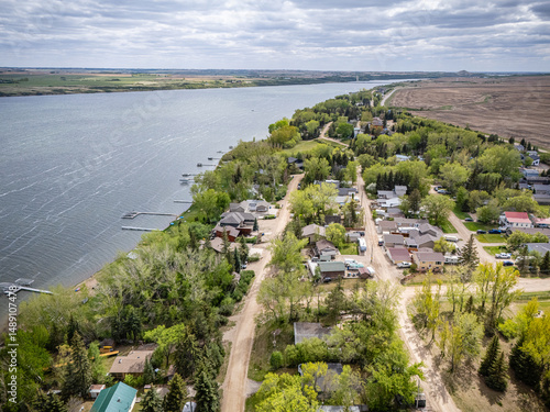 Wallpaper Mural View of a small town with a river running through it Torontodigital.ca