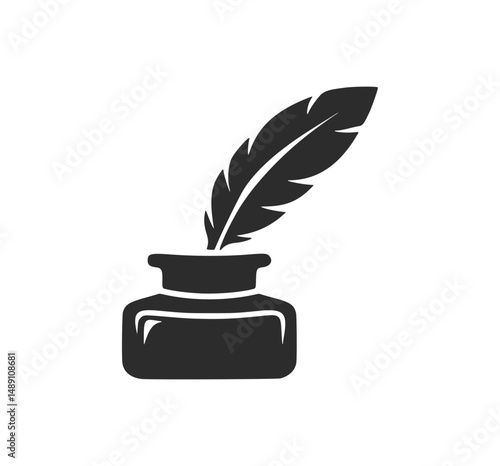 Vintage Inkwell with Quill, a Classic Writing Symbol