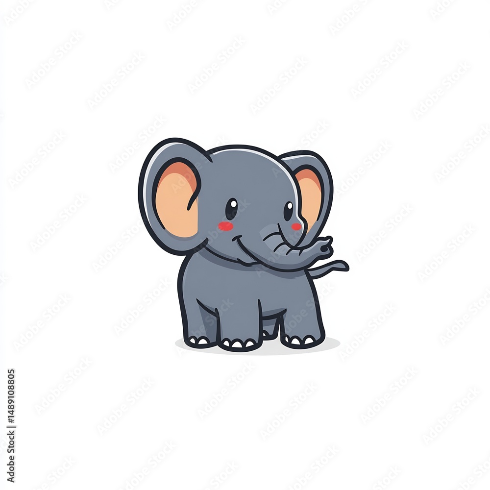 Fototapeta premium Cute Baby Elephant Playing Cartoon