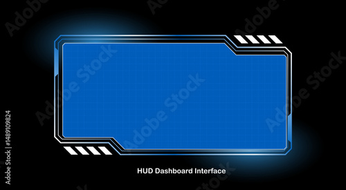 Empty futuristic dashboard in blue tones. Ideal for sci-fi UI, digital interfaces, virtual data panels, and modern technology screens. Clean, minimal, and ready for customization. Vector design.
