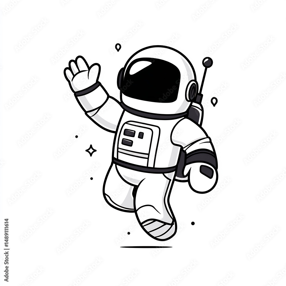 Obraz premium Astronaut waving in outer space