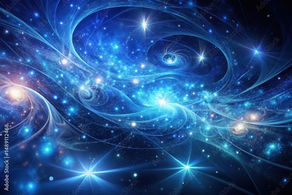 Celestial Dance A Symphony of Light and Cosmic Nebulae, Swirling in a Deep Blue Expanse Celestial Dance A Symphony of Light and Cosmic Nebulae, Swirling in a Deep Blue Expanse
