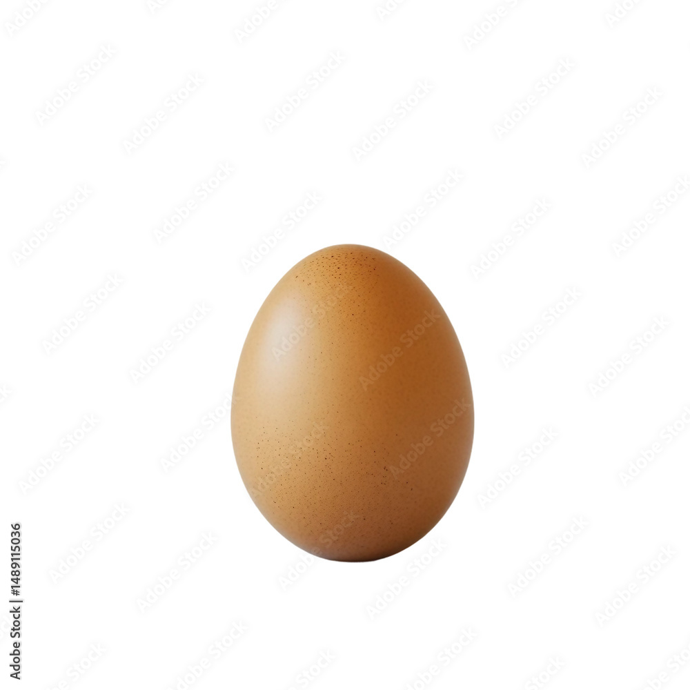 : A realistic boiled brown egg standing upright on a clean white background : A realistic boiled brown egg standing upright on a clean white background