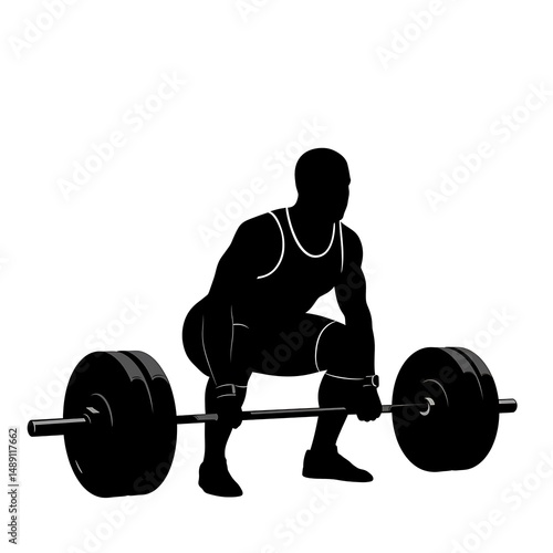 Powerful Silhouette of Weightlifter Performing a Deadlift Strength, Power, and Fitness