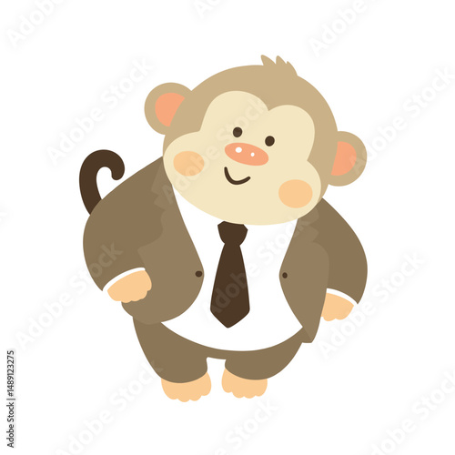 Smiley Big Monkey Wearing Boss Outfit Mascot Cartoon Illustration