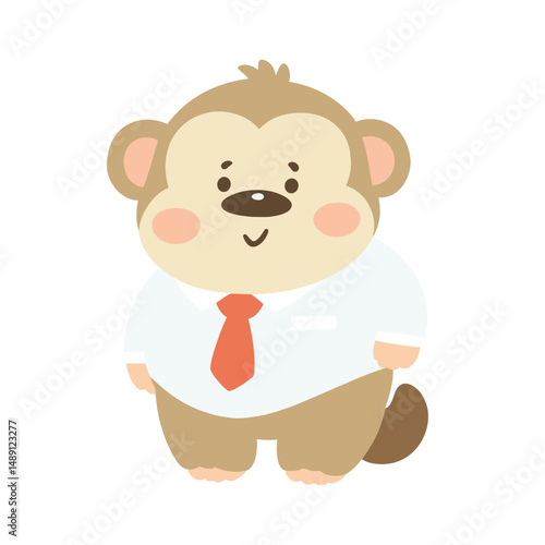 Smiley Big Monkey Wearing Boss Outfit Mascot Cartoon Illustration