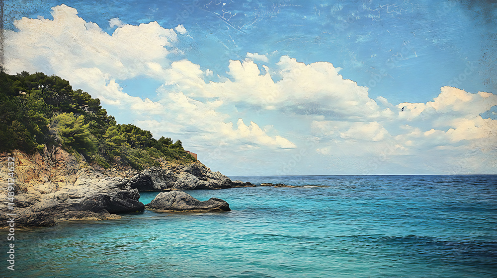 Fototapeta premium The calm turquoise waters of the Spanish Costa Brava on a sunny day (3)