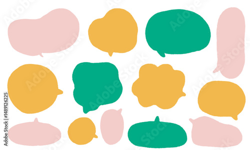 手描き風カラフル吹き出しセット / Colorful Hand-drawn Speech Bubble Set