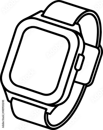 smart watch outline vector and illustration, coloring book page