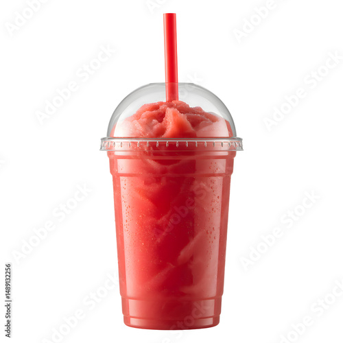 Refreshing 3D Red Slush Drink In Plastic Cup Icon Representing Beverage Summer Cold Juice Dessert Illustration Design