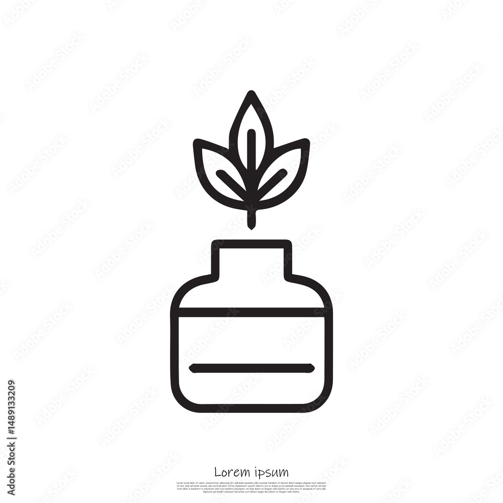 Obraz premium Minimalist Leaf Sprout in Pot Icon on Transparent Background, Modern Plant Logo
