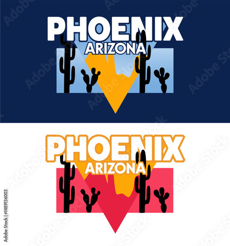 phoenix arizona with cactus silhouette