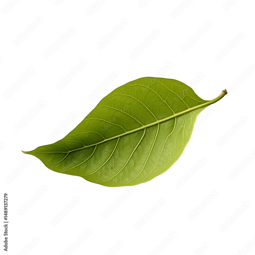 Fototapeta premium Detailed Avocado Leaf Displaying Intricate Veins and Lush Green Texture Against a Stark Setting