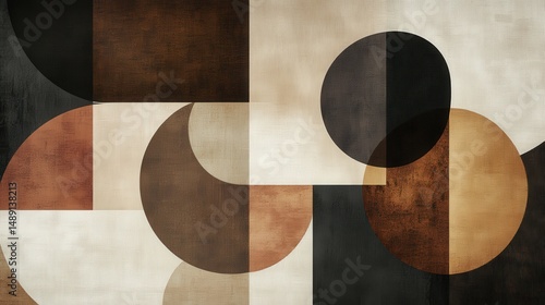 Geometric abstract design in warm earthy tones.