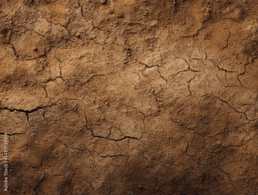 Fototapeta premium Flat Desert Ground with Cracks and Clay Texture