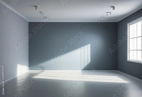 Wallpaper Mural Minimalist gray room with light streaming through window illuminating floor Torontodigital.ca