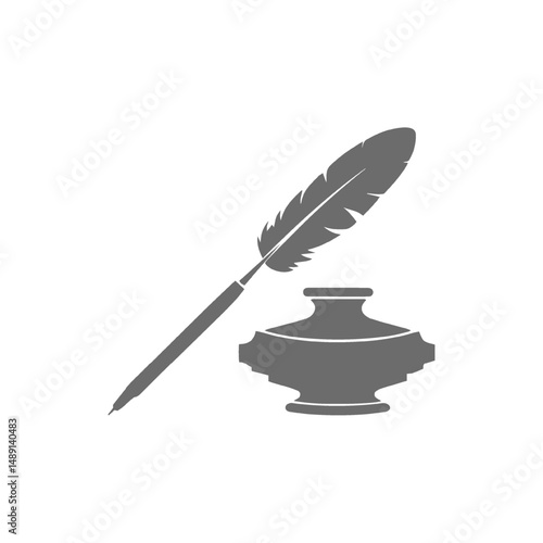 Quill Pen and Inkwell Illustration