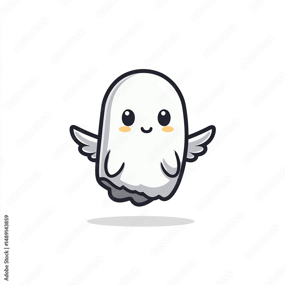 Fototapeta premium kawaii ghost with angel wings cute icon