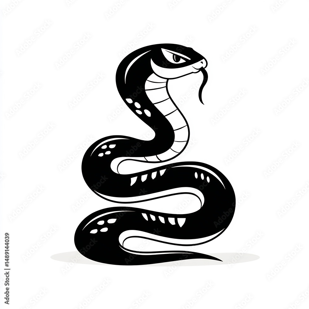 Fototapeta premium flat snake curled up design