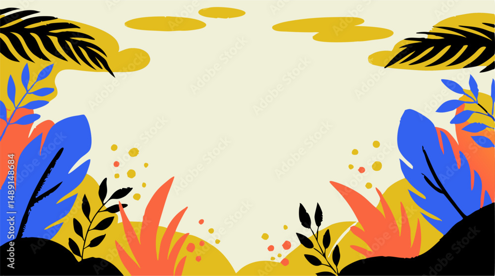 Tropical Leaf Border Background Illustration Tropical Leaf Border Background Illustration