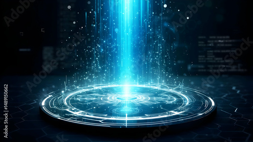 Wallpaper Mural Blue Technology Platform Showcasing Information Transfer and Advanced Digital Connection Torontodigital.ca