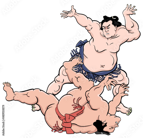 相撲-相手力士を投げ飛ばす