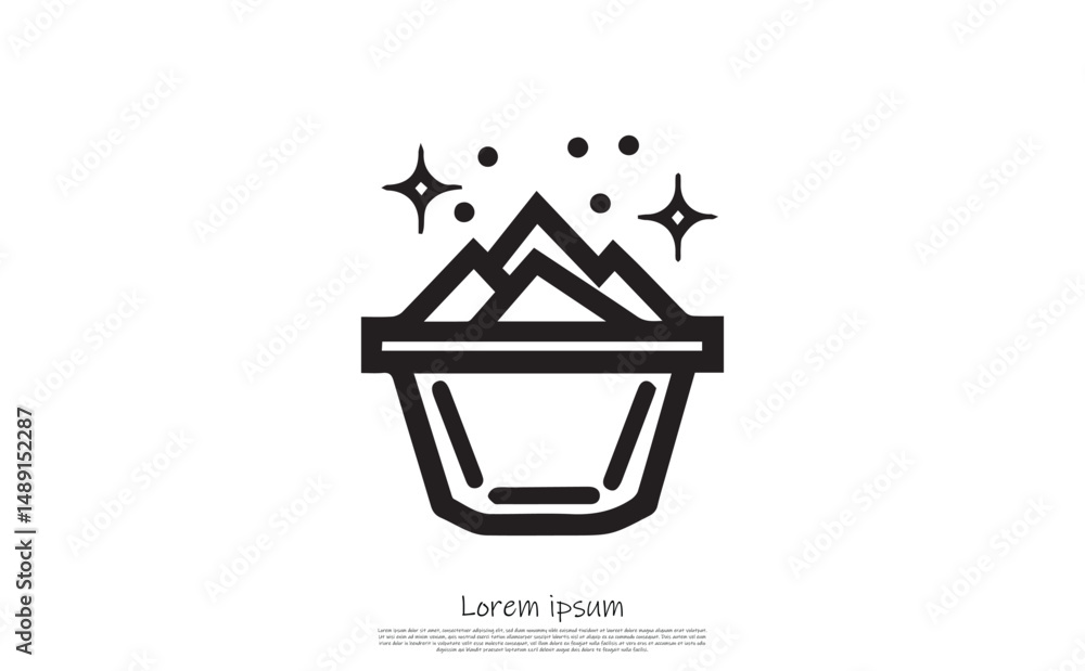 Abstract Shopping Basket Icon with Mountains and Stars Design Element Abstract Shopping Basket Icon with Mountains and Stars Design Element