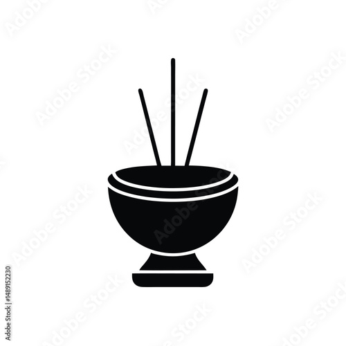 Incense bowl silhouette aromatic sticks meditation