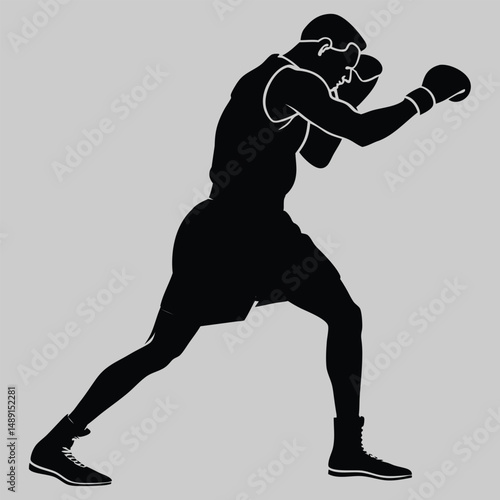  a boxer in fighting stance silhouette vector design art and illustration