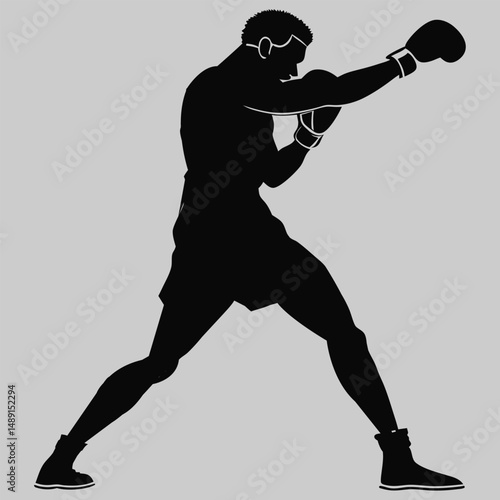  a boxer in fighting stance silhouette vector design art and illustration