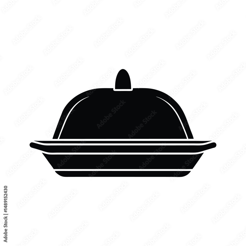 Fototapeta premium Restaurant serving dish dome silhouette icon