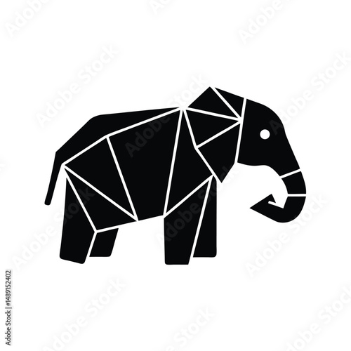 Geometric silhouette of an elephant low poly design