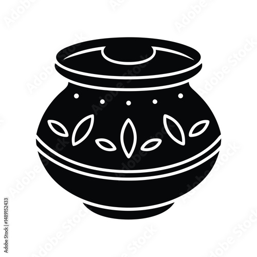 Ornate clay pot silhouette traditional design