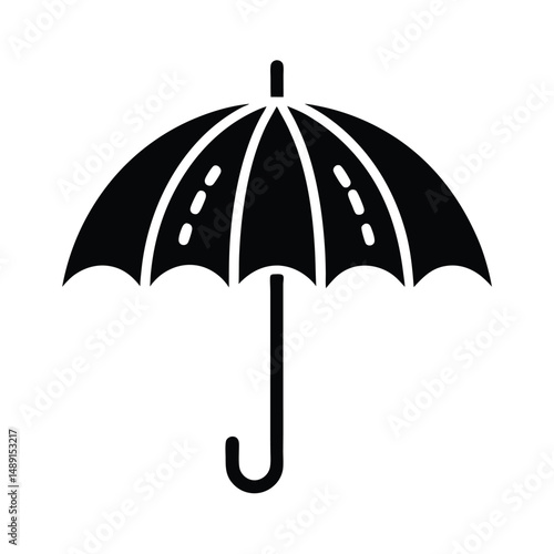 Black silhouette umbrella icon rainy day protection