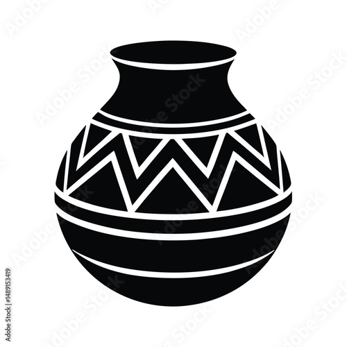 African tribal pottery silhouette design